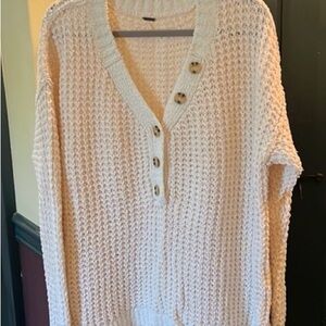 Free People Cream Knit Cardigan